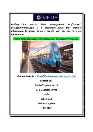 Virtual Fleet Management Conferences  Metisconferences.com