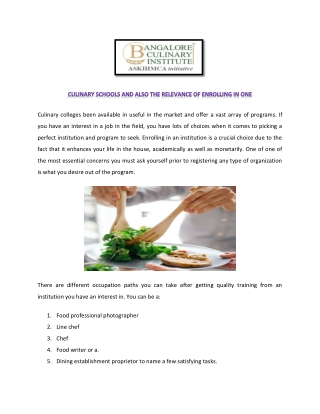 Bangalore Culinary Institute