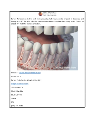 Lower Denture Implant Cost  Columbiascperiodontist.com