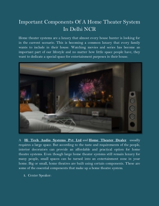 Important Components of a home theater system in Delhi NCR