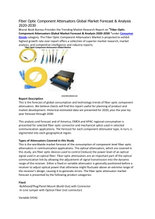 Fiber Optic Component Attenuators Global Market Forecast & Analysis 2020-2030