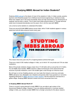 Studying MBBS abroad for Indian Students