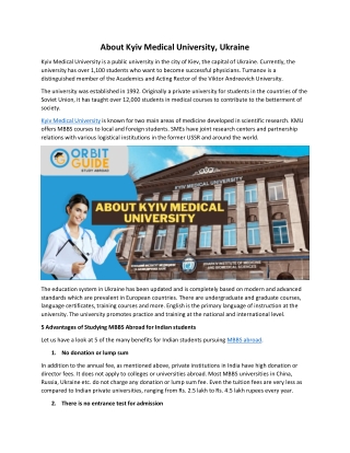 About Kyiv Medical University, Ukraine