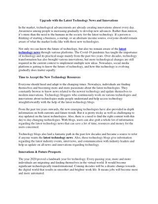 Upgrade with the Latest Technology News and Innovations