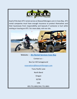 Atv Rental Services Coos Bay | Boxcarhilloregon.com