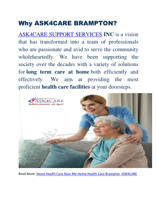 Why ASK4CARE BRAMPTON