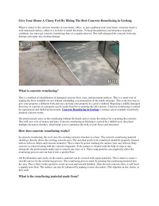 Give Your House A Classy Feel By Hiring The Best Concrete Resurfacing in Geelong