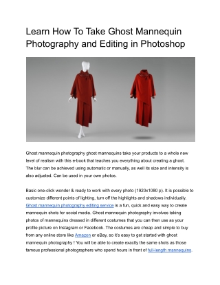 Can You Really Learn How To Take Ghost Mannequin Photography and Editing in Phot