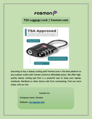 TSA Luggage Lock | Fosmon.com