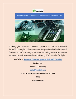 Business Telecom Systems in South Carolina | Esmithit.com