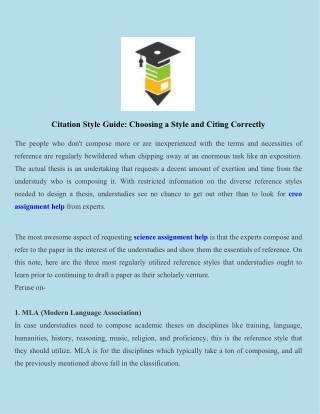 Citation Style Guide Choosing a Style and Citing Correctly