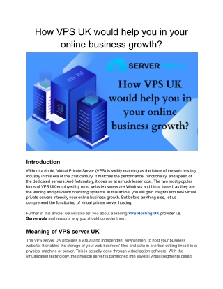 How VPS UK would help you in your online business growth?