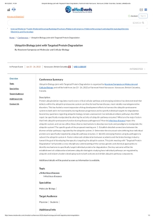 Ubiquitin Biology joint with Targeted Protein Degradation, Fairmont Hotel Vancouver, Vancouver, British Columbia, Canada