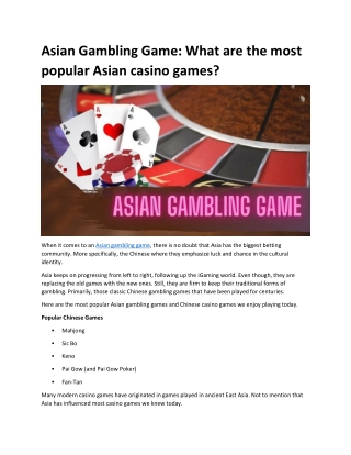 Asian Gambling Game