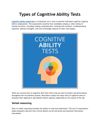 Types of Cognitive Ability Tests