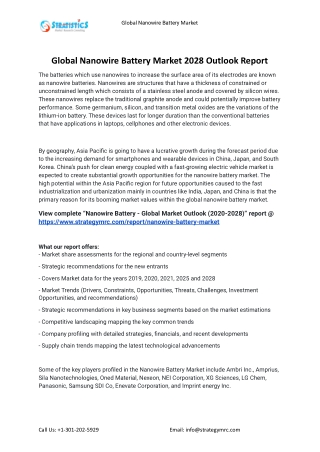 2021 Nanowire Battery Industry Global Analysis Report