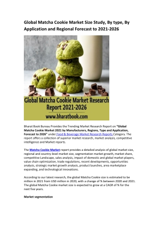 Global Matcha Cookie Market Research Report 2021-2026