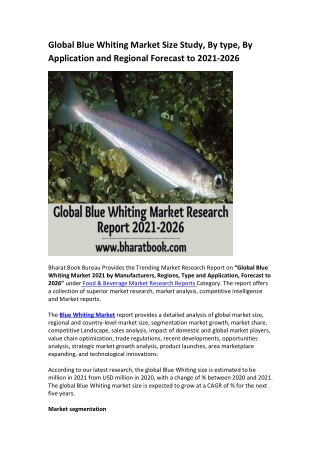 Global Blue Whiting Market Research Report 2021-2026