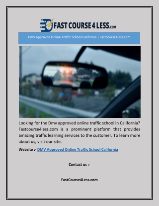 Dmv Approved Online Traffic School California | Fastcourse4less.com