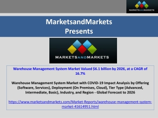 Warehouse Management System Market Valued $6.1 billion by 2026, at a CAGR of 16.
