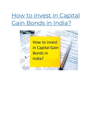 How to invest in Capital Gain Bonds in India