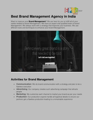 Best Brand Management Agency in India