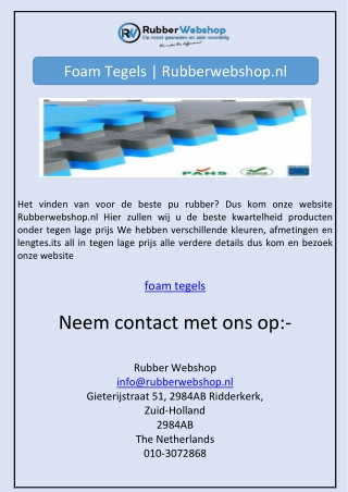 Foam Tegels | Rubberwebshop.nl