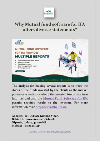 Why Mutual fund software for IFA offers diverse statements