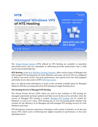 Managed Windows VPS of HTS Hosting