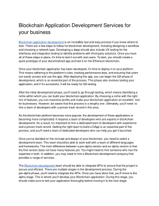 Blockchain Application Development Services for your business