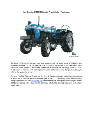 New Sonalika DI 750 III Sikandar Price in India 2021 | Tractorgyan