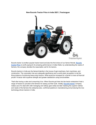 New Escorts Tractor Price in India 2021 | Tractorgyan
