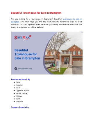 Beautiful Townhouse for Sale in Brampton