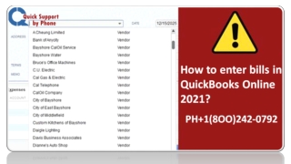 quickbooks help live person 1(8OO)242-0792, How to enter bills in QuickBooks Online 2021