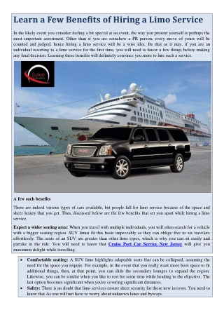 Learn a Few Benefits of Hiring a Limo Service
