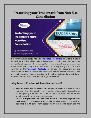 Protecting your Trademark from Non-Use Cancellation