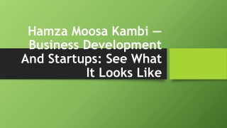 Hamza Moosa Kambi — Business Development And Startups: See What It Looks Like