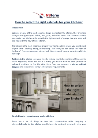 How to select the right cabinets for your kitchen?