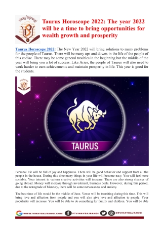 Taurus Horoscope 2022 Predictions