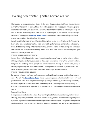 Evening Desert Safari  |  Safari Adventures Fun