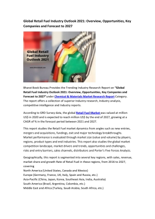 Global Retail Fuel Market Research Report 2021-2027