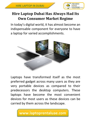 Hire Laptop Dubai Has Always Had Its Own Consumer Market Regime
