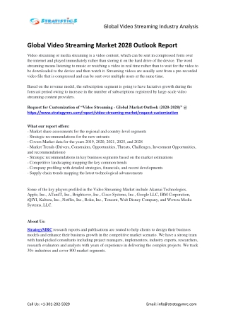Global Video Streaming Industry Forecasts Report Analysis
