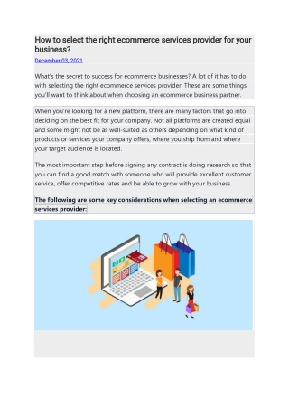 How to select the right ecommerce services provider for your business