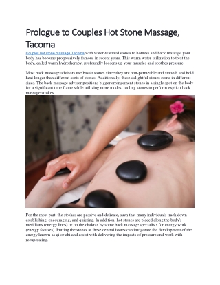 Prologue to Couples Hot Stone Massage
