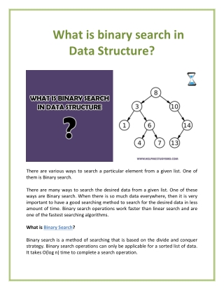 What is binary search in Data Structure?