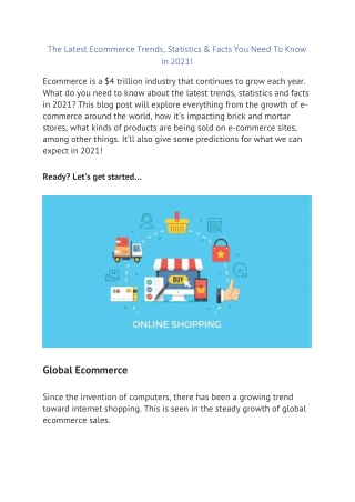 The Latest Ecommerce Trends, Statistics & Facts You Need To Know In 2021!
