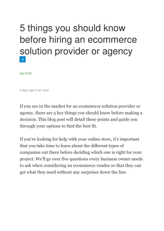 5 things you should know before hiring an ecommerce solution provider or agency