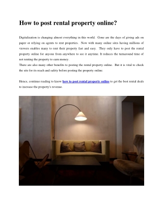 How to post rental property online?