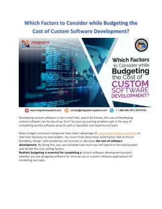 Budgeting the Cost of Custom Software Development